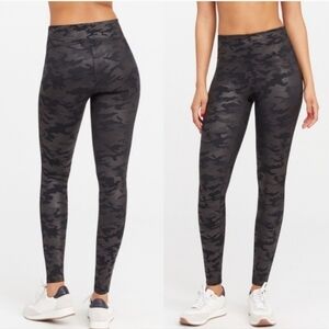 Spanx Black Faux Leather Camo Leggings